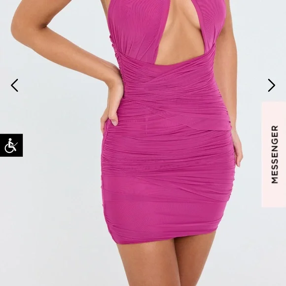 MISTRESS ROCKS MAGENTA HALTER MINI DRESS - Picture 7 of 8